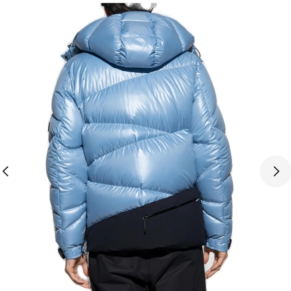 NWT$1,860 MONCLER Yonne Zigzag Channeled Blue Down Puffer Jacket Coat Sz 4 (XL) - Picture 2 of 16